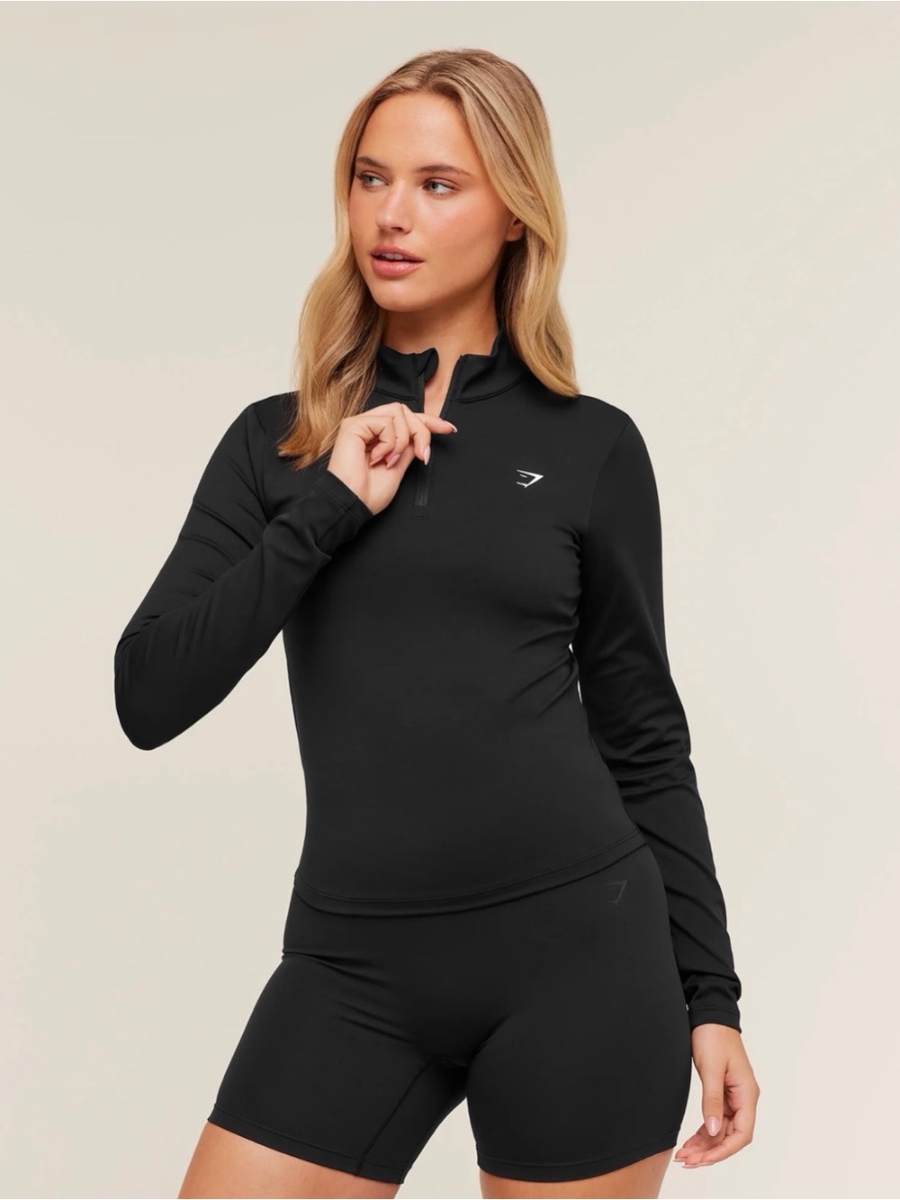 Gymshark Black Long Sleeve Quarter-Zip Performance Top